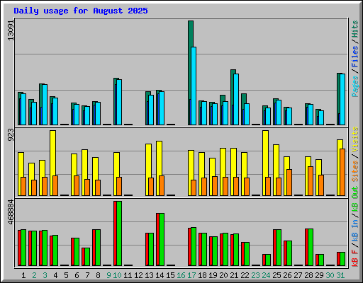 Daily usage for August 2025
